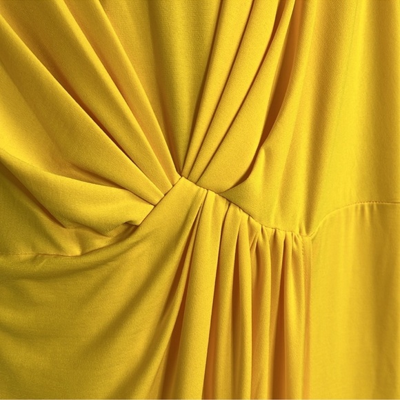 Eloquii Yellow Asymmetrical Ruched Midi Dress - Picture 3 of 8